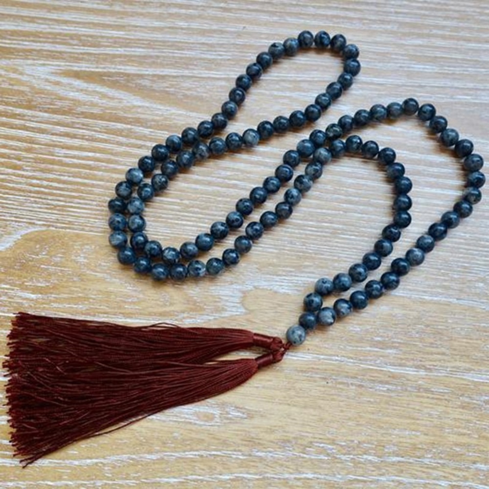 Long Black labradorite Meditation mala - Picture 2 of 4